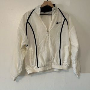 Vintage Reebok wind breaker white and navy size small
